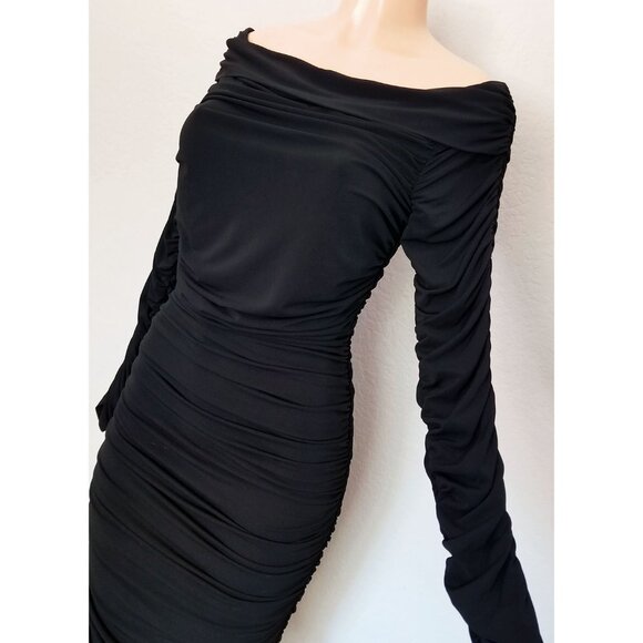 Elizabeth and James Blaise Ruched Dress M Black Sexy Bodycon LBD Designer $375 - Picture 10 of 13